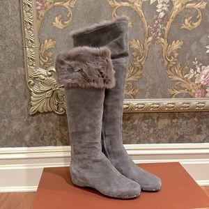 BALDININI Rabbit Fur Suede Boots